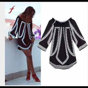 Off the shoulder Long Sleeve Mini Dress